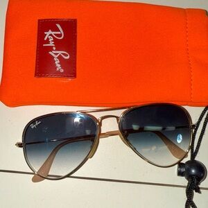 Ray Ban gradient blue with gold frame sunglasses